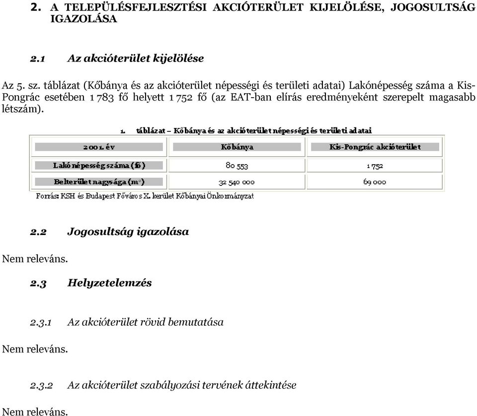 helyett 1 752 fő (az EAT-ban elírás eredményeként szerepelt magasabb létszám). 2.2 Jogosultság igazolása Nem releváns. 2.3 Helyzetelemzés 2.