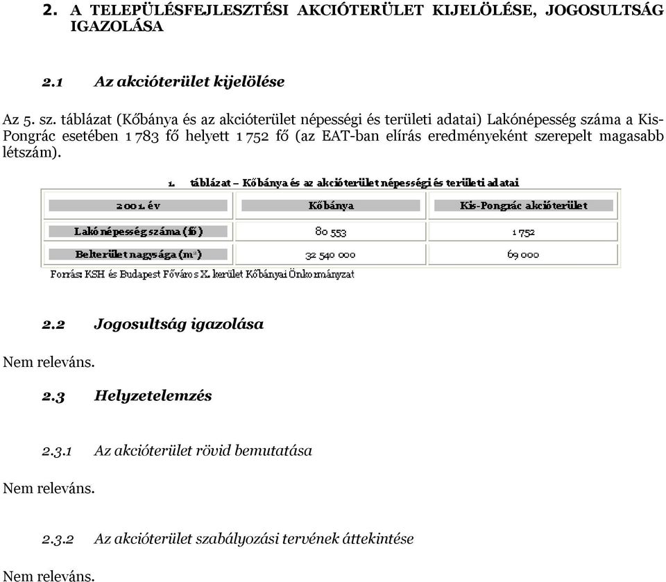 helyett 1 752 fő (az EAT-ban elírás eredményeként szerepelt magasabb létszám). 2.2 Jogosultság igazolása Nem releváns. 2.3 Helyzetelemzés 2.