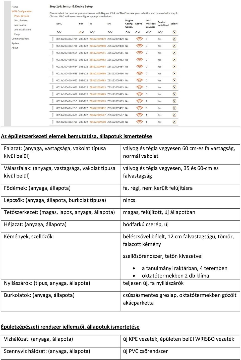 normál vakolat vályog és tégla vegyesen, 35 és 60-cm es falvastagság fa, régi, nem került felújításra nincs magas, felújított, új állapotban hódfarkú cserép, új béléscsővel bélelt, 12 cm