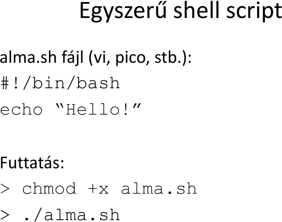 /bin/bash echo Hello!