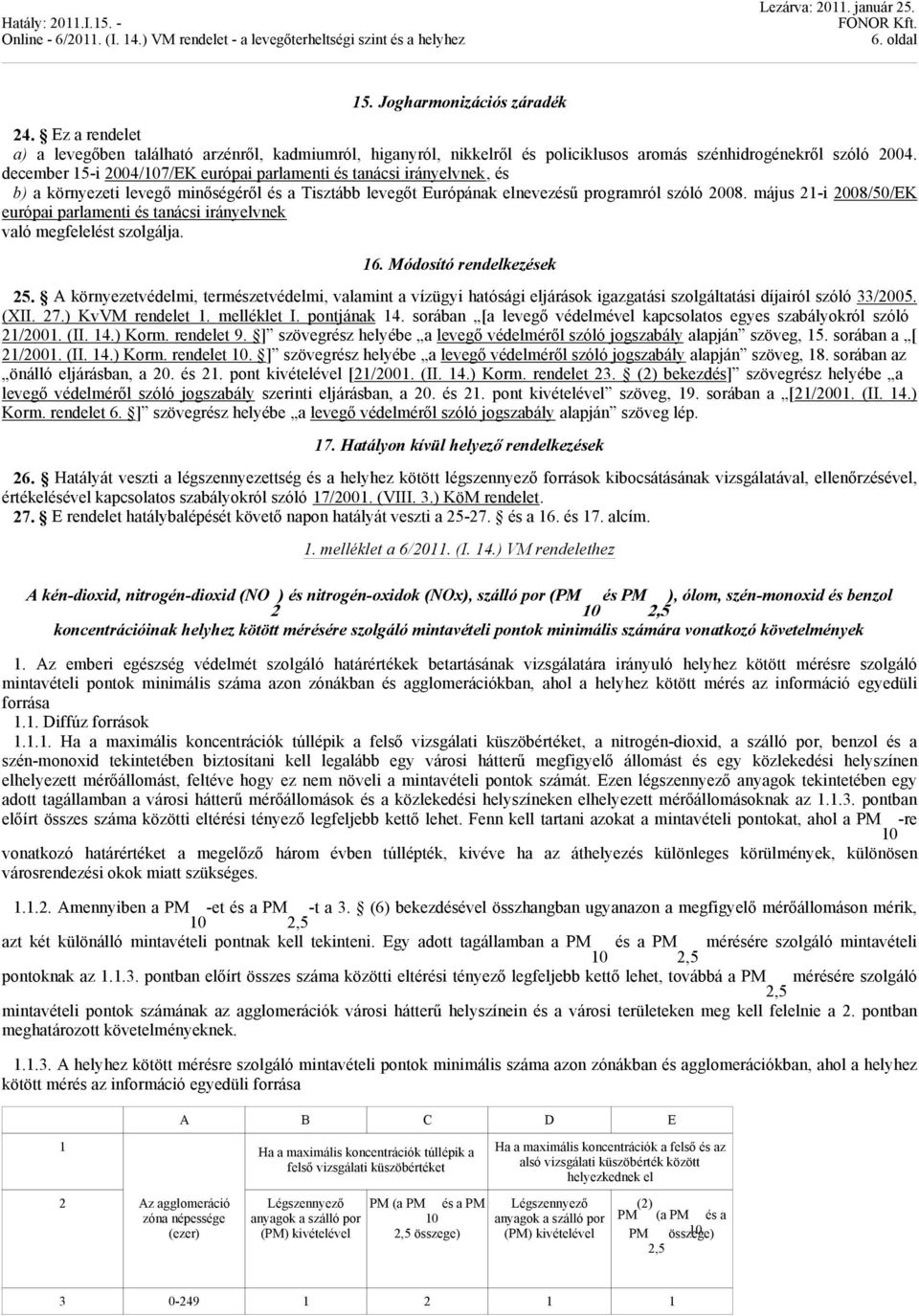 május 21-i 2008/50/EK európai parlamenti és tanácsi irányelvnek való megfelelést szolgálja. 16. Módosító rendelkezések 25.