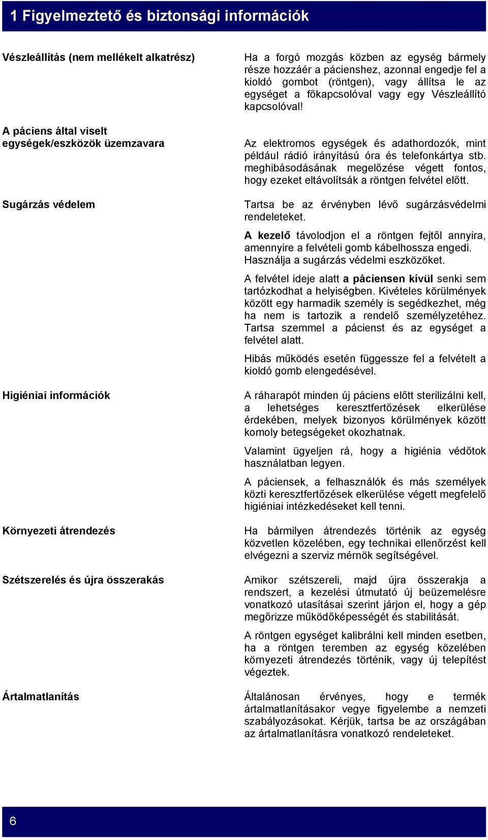 Az elektromos egységek és adathordozók, mint például rádió irányítású óra és telefonkártya stb. meghibásodásának megelőzése végett fontos, hogy ezeket eltávolítsák a röntgen felvétel előtt.