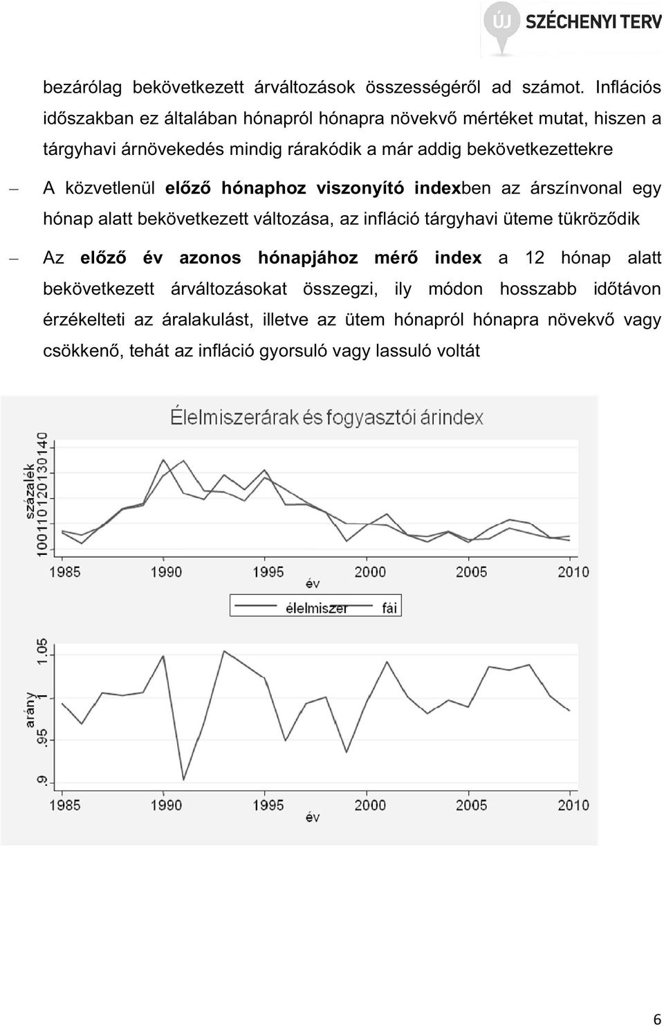 A közvetlenül előző hónaphoz viszonyító indexben az árszínvonal egy hónap alatt bekövetkezett változása, az infláció tárgyhavi üteme tükröződik Az előző