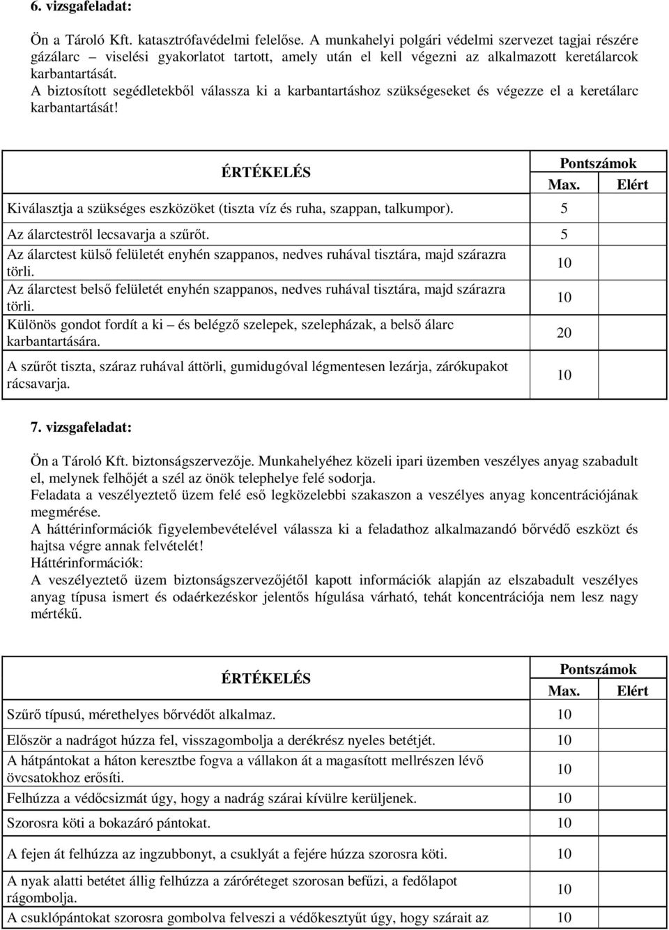 A biztosított segédletekből válassza ki a karbantartáshoz szükségeseket és végezze el a keretálarc karbantartását! Kiválasztja a szükséges eszközöket (tiszta víz és ruha, szappan, talkumpor).