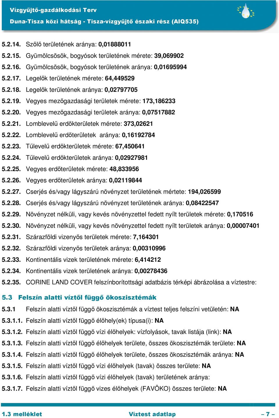 Vegyes mezőgazdasági területek aránya: 0,07517882 5.2.21. Lomblevelű erdőkterületek mérete: 373,02621 5.2.22. Lomblevelű erdőterületek aránya: 0,16192784 5.2.23.