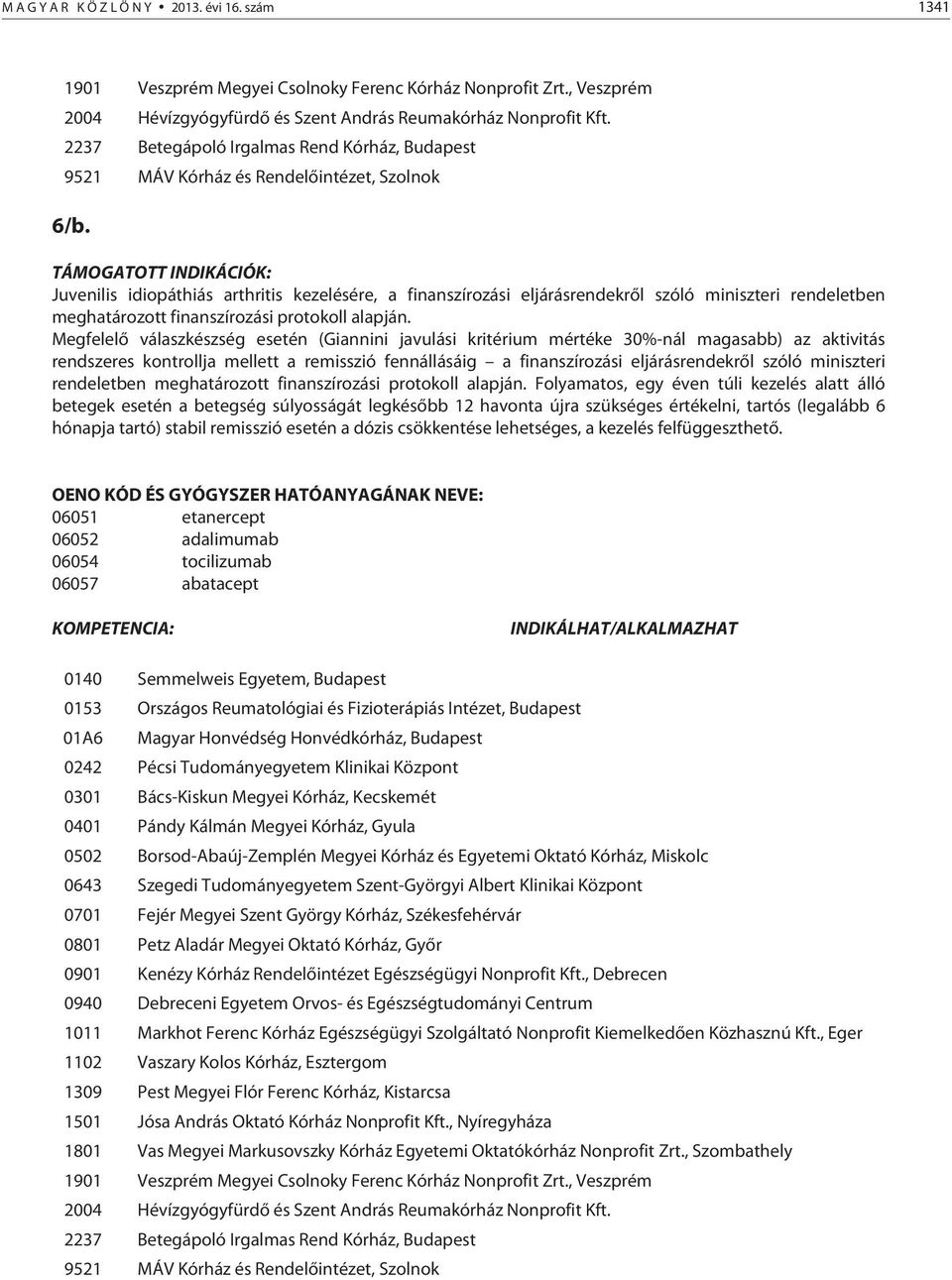 TÁMOGATOTT INDIKÁCIÓK: Juvenls dopáthás arthrts kezelésére, a fnanszírozás eljárásrendekről szóló mnszter rendeletben meghatározott fnanszírozás protokoll alapján.