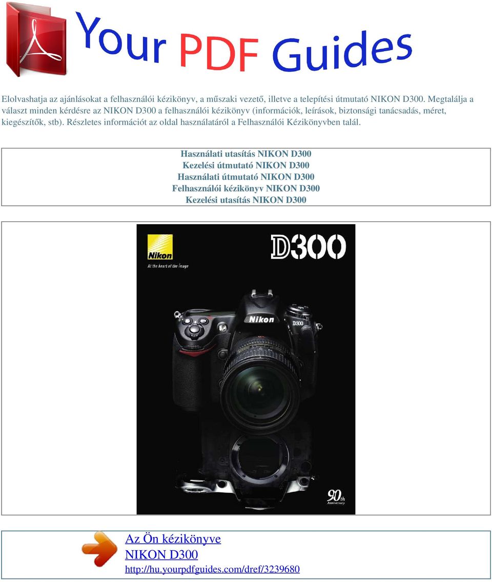 Az Ön kézikönyve NIKON D300 - PDF Free Download
