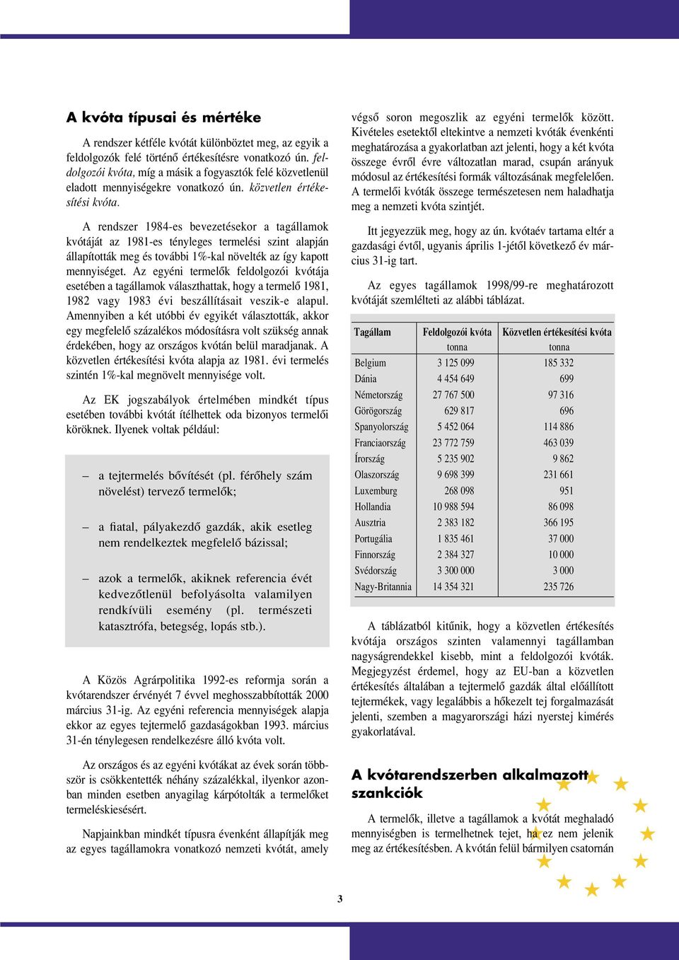 A rendszer 1984-es bevezetésekor a tagállamok kvótáját az 1981-es tényleges termelési szint alapján állapították meg és további 1%-kal növelték az így kapott mennyiséget.