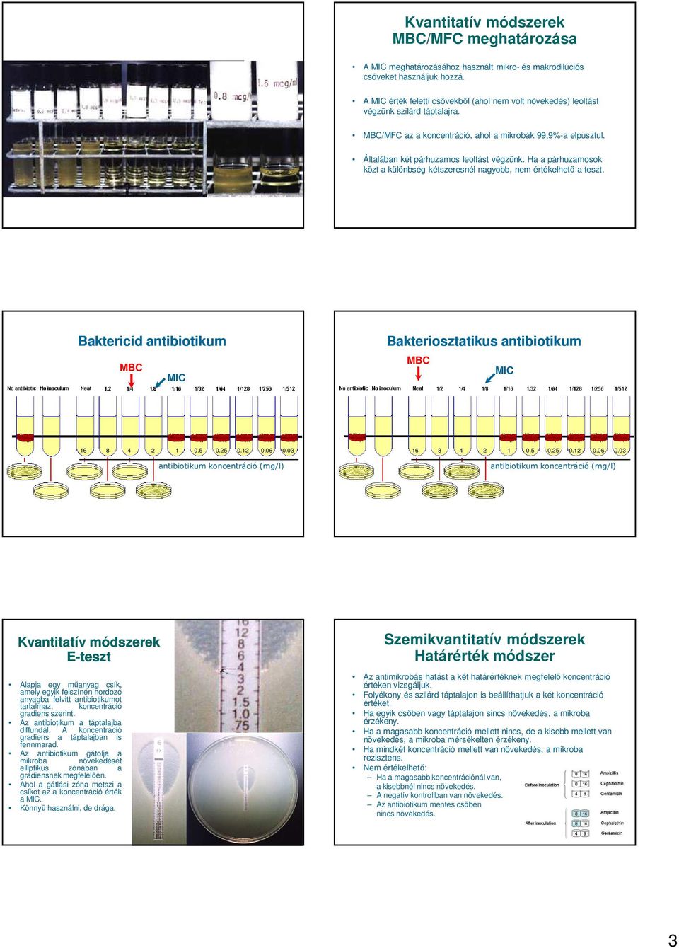 Baktericid antibiotikum MBC MIC Bakteriosztatikus antibiotikum MBC MIC 16 8 4 2 1 0.5 0.25 0.12 0.06 0.