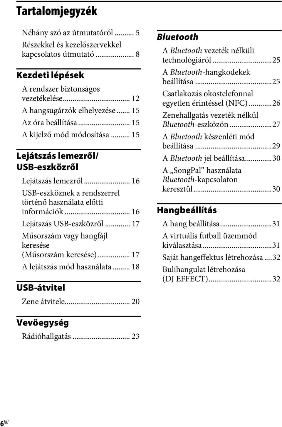 .. 16 Lejátszás USB-eszközről... 17 Műsorszám vagy hangfájl keresése (Műsorszám keresése)... 17 A lejátszás mód használata... 18 USB-átvitel Zene átvitele.