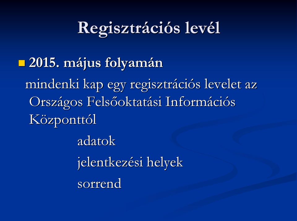 regisztrációs levelet az Országos
