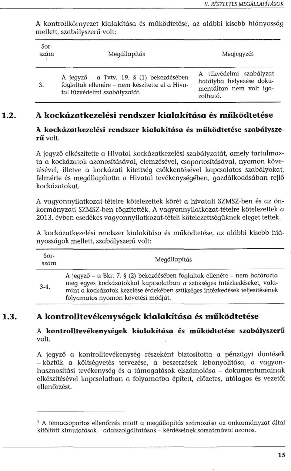 A kockázatkezelési rendszer kialakítása és működtetése A kockázatkezelési rendszer kialakítása és működtetése szabályszerű volt.