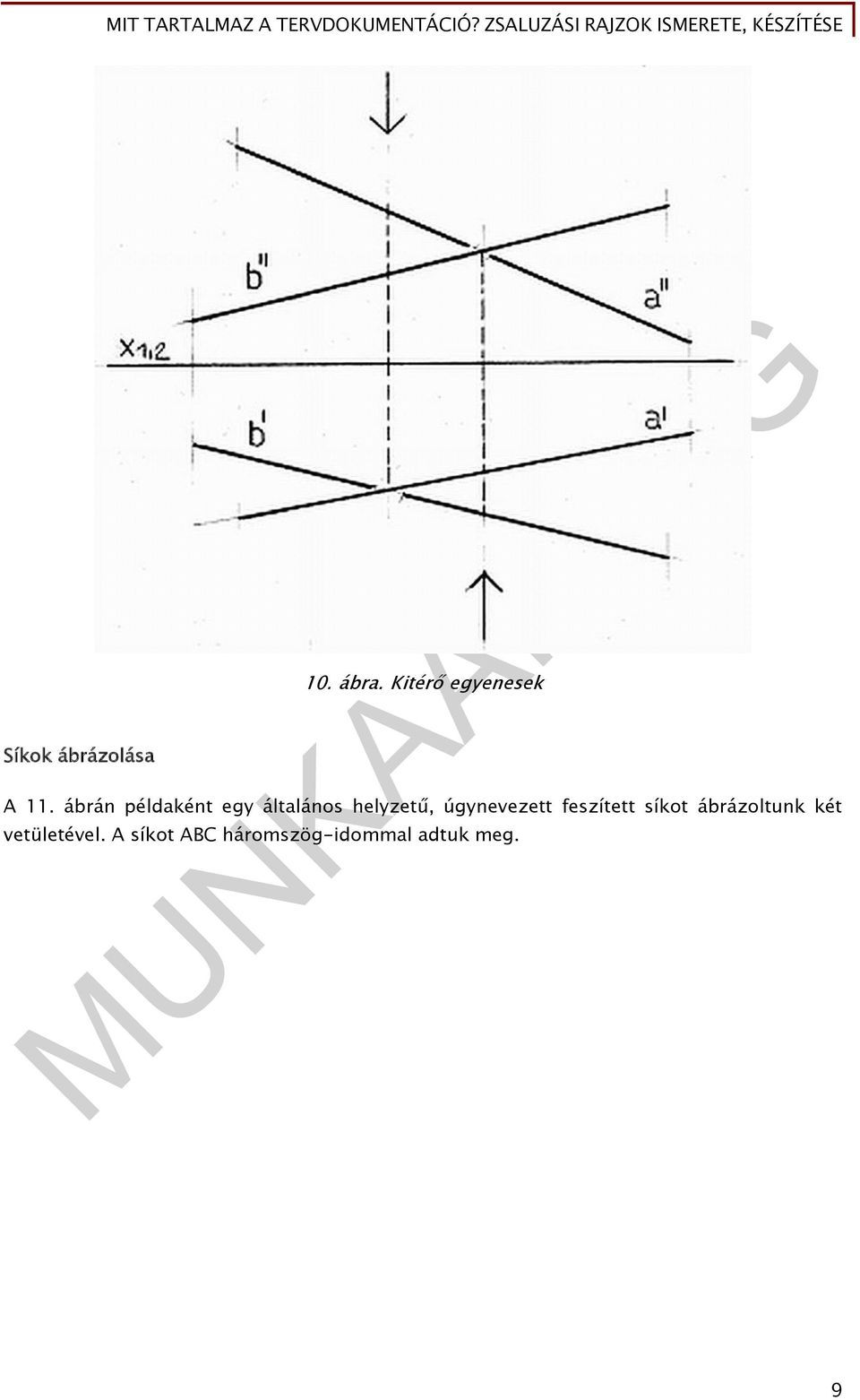 ábrán példaként egy általános helyzetű,