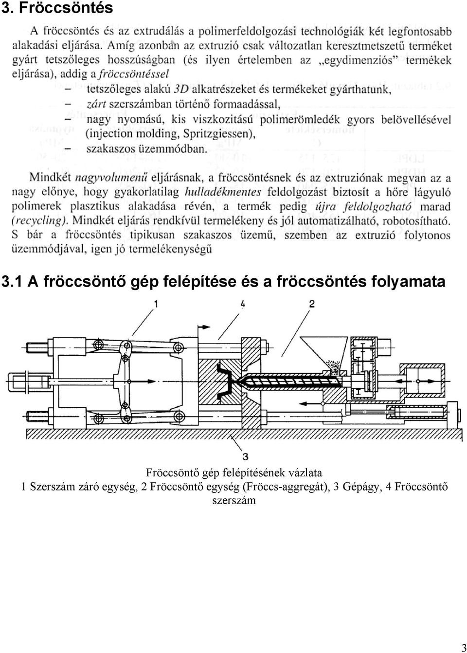 folyamata Fröccsöntő gép felépítésének vázlata 1