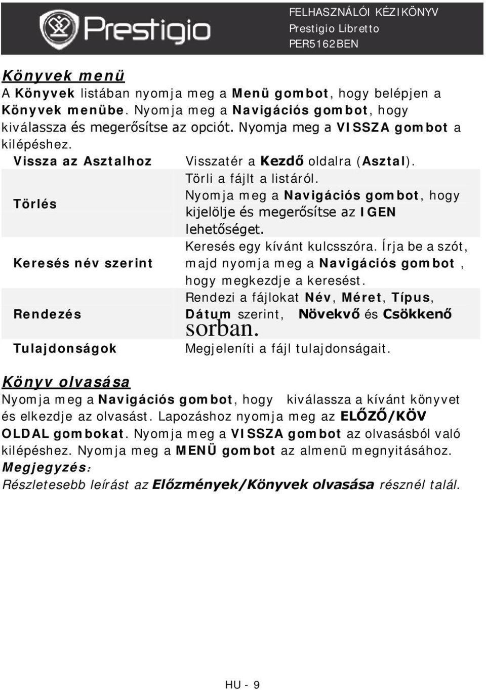 Nyomja meg a Navigációs gombot, hogy Törlés kijelölje és megerősítse az IGEN lehetőséget. Keresés egy kívánt kulcsszóra.