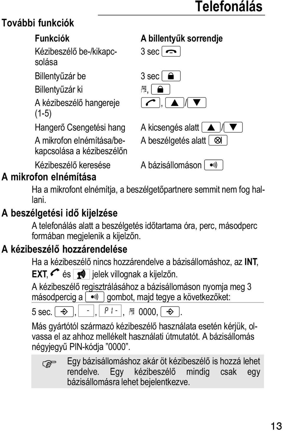 semmit nem fog hallani. A beszélgetési idő kijelzése A telefonálás alatt a beszélgetés időtartama óra, perc, másodperc formában megjelenik a kijelzőn.