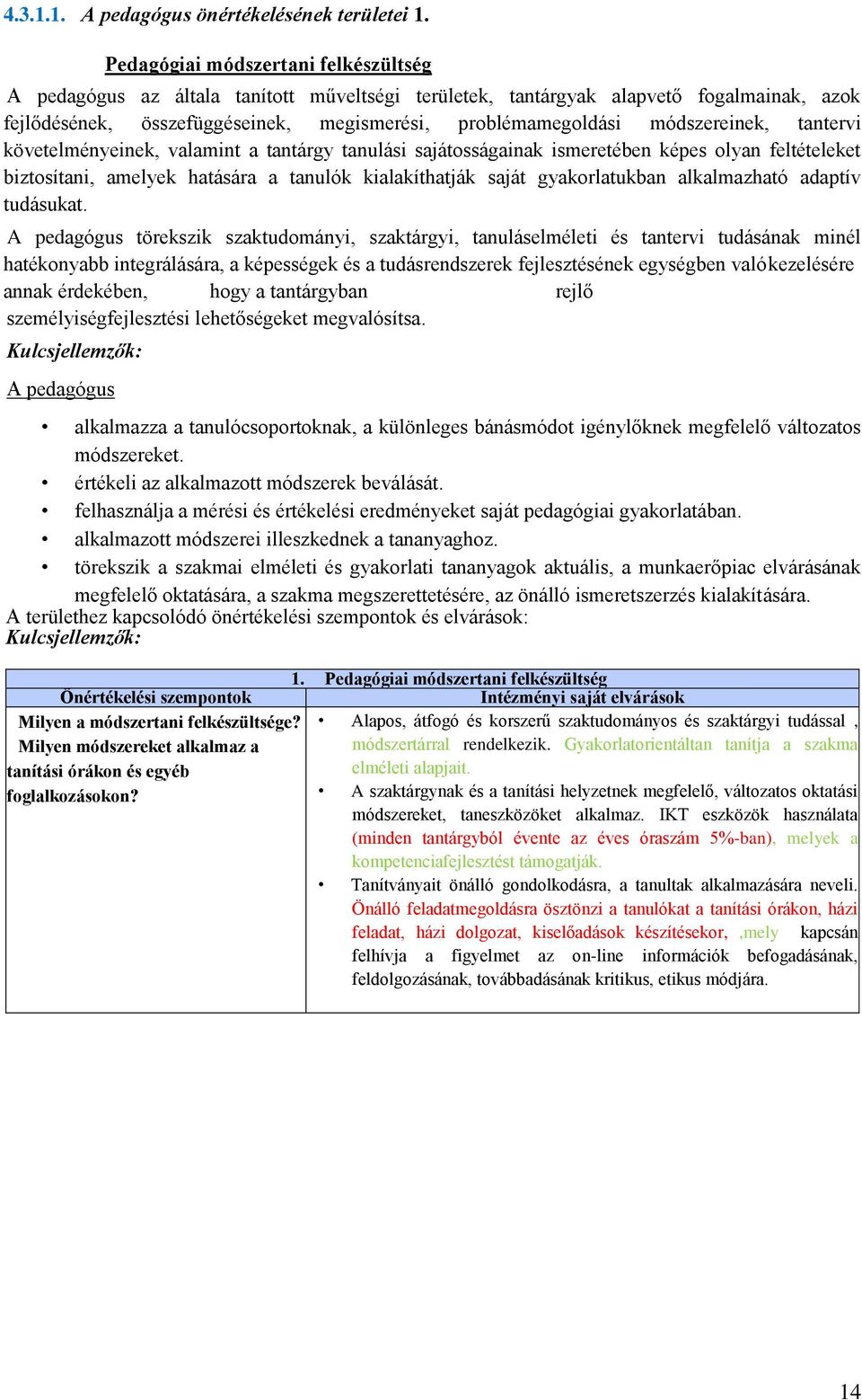 módszereinek, tantervi követelményeinek, valamint a tantárgy tanulási sajátosságainak ismeretében képes olyan feltételeket biztosítani, amelyek hatására a tanulók kialakíthatják saját gyakorlatukban