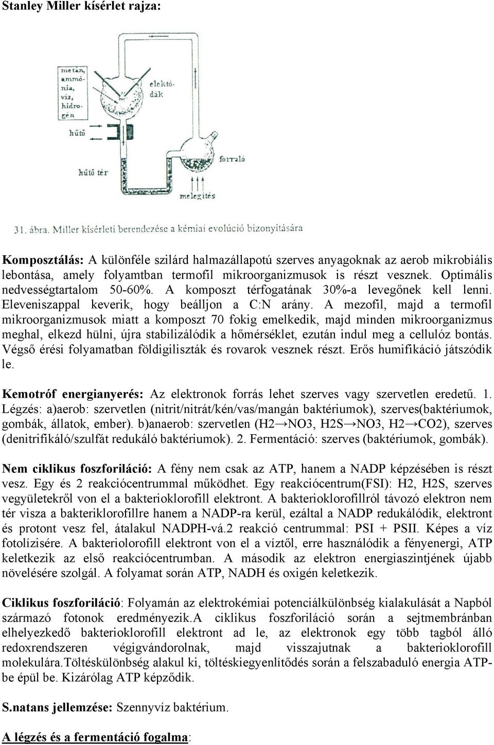 A mezofil, majd a termofil mikroorganizmusok miatt a komposzt 70 fokig emelkedik, majd minden mikroorganizmus meghal, elkezd hülni, újra stabilizálódik a hőmérséklet, ezután indul meg a cellulóz