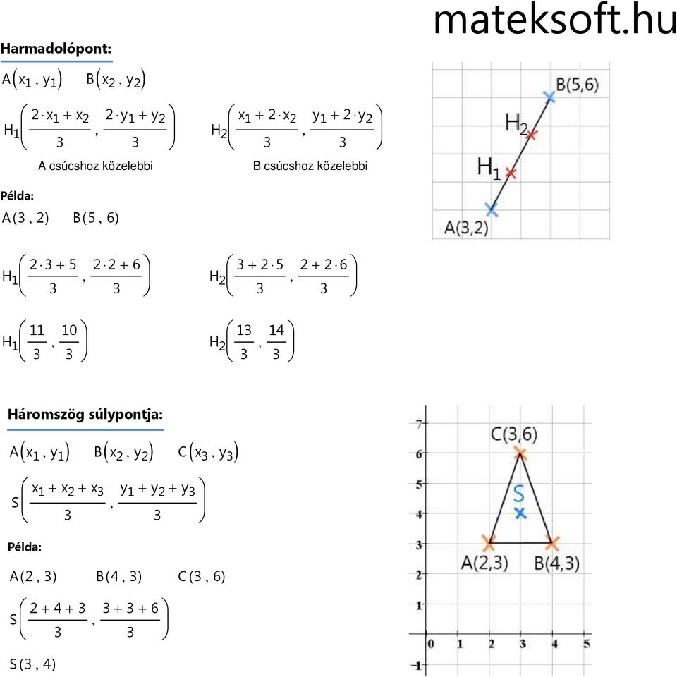 hu + H 1, + 6 + H, + 6 11 H 1, 10 1 H, 14 Háromszög súlypotj: ( ) B( x, y ) C(