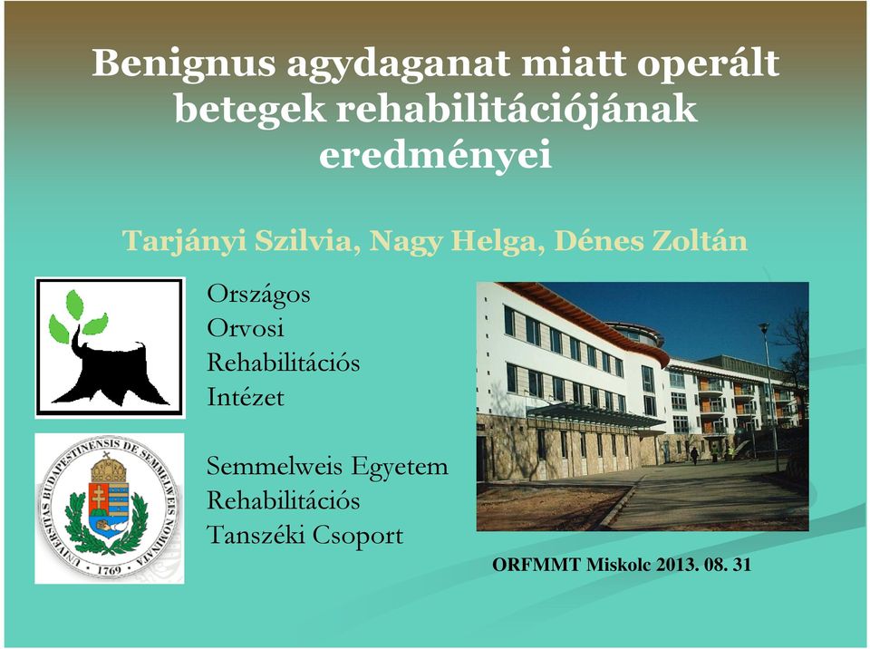 Helga, Dénes Zoltán Országos Orvosi Rehabilitációs