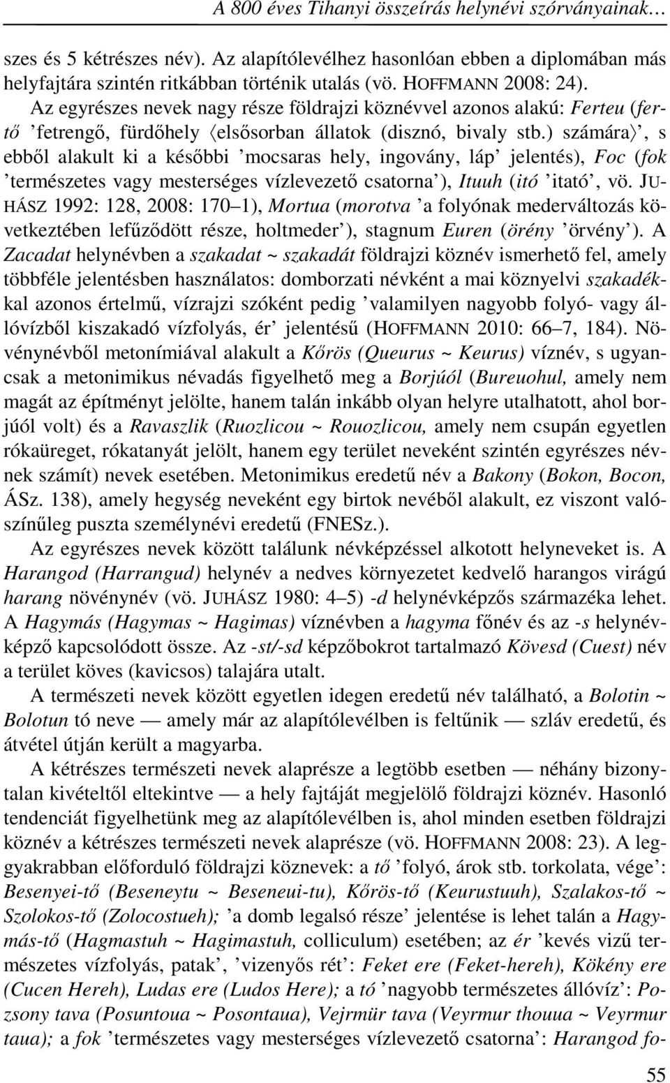 ) számára, s ebből alakult ki a későbbi mocsaras hely, ingovány, láp jelentés), Foc (fok természetes vagy mesterséges vízlevezető csatorna ), Ituuh (itó itató, vö.