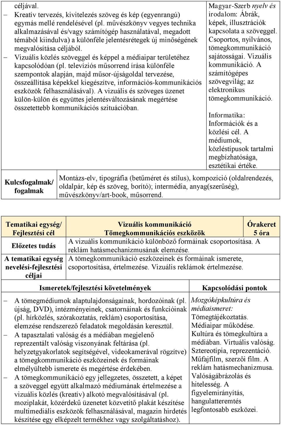 Vizuális közlés szöveggel és képpel a médiaipar területéhez kapcsolódóan (pl.