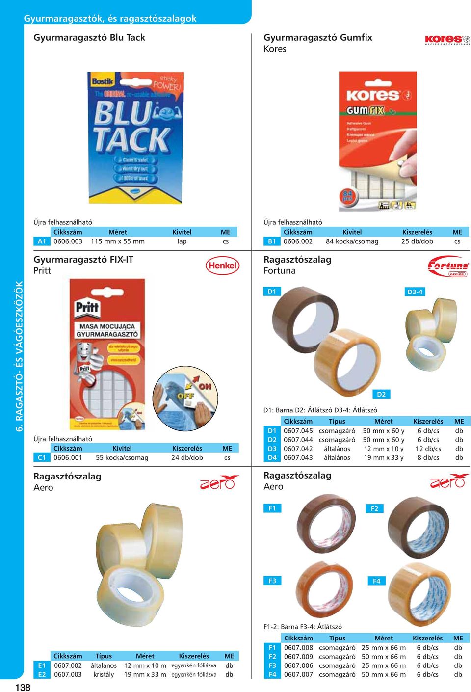 001 55 kocka/csomag 24 db/dob cs D1 D2 D3-4 D1: Barna D2: Átlátszó D3-4: Átlátszó Méret Kiszerelés ME D1 0607.045 csomagzáró 50 mm x 60 y 6 db/cs db D2 0607.