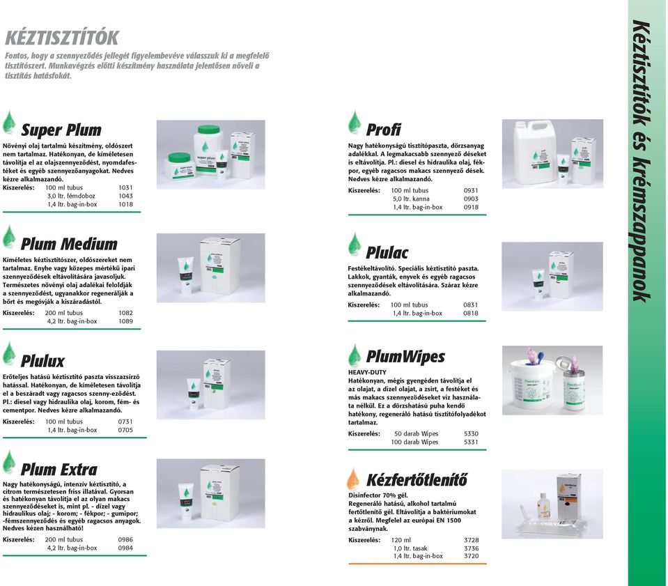 Kiszerelés: 100 ml tubus 1031 3,0 ltr. fémdoboz 1043 1,4 ltr. bag-in-box 1018 Medium Kíméletes kéztisztítószer, oldószereket nem tartalmaz.