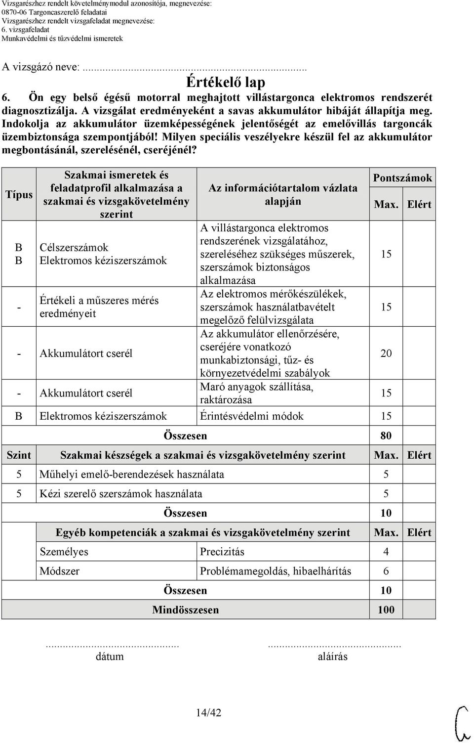 Milyen speciális veszélyekre készül fel az akkumulátor megbontásánál, szerelésénél, cseréjénél?