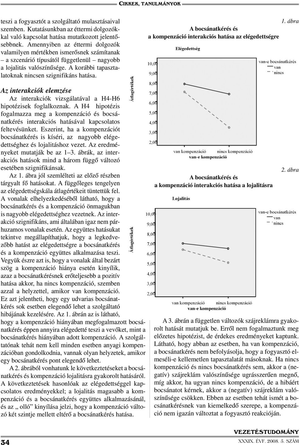 Az interakciók elemzése Az interakciók vizsgálatával a H4-H6 hipotézisek foglalkoznak. A H4 hipotézis fogalmazza meg a kompenzáció és bocsánatkérés interakciós hatásával kapcsolatos feltevésünket.