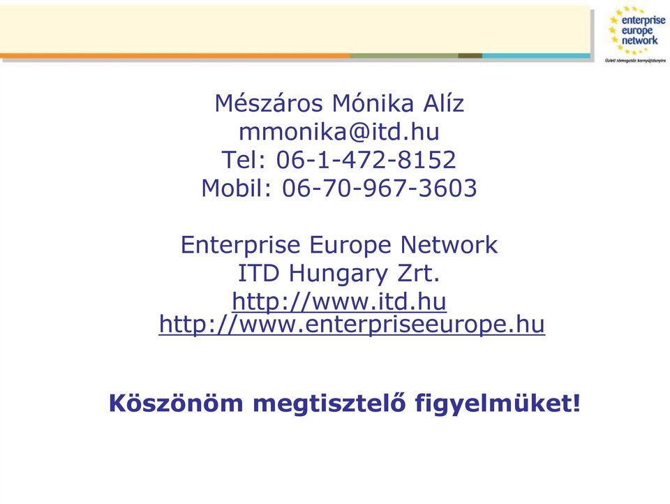 Enterprise Europe Network ITD Hungary Zrt.