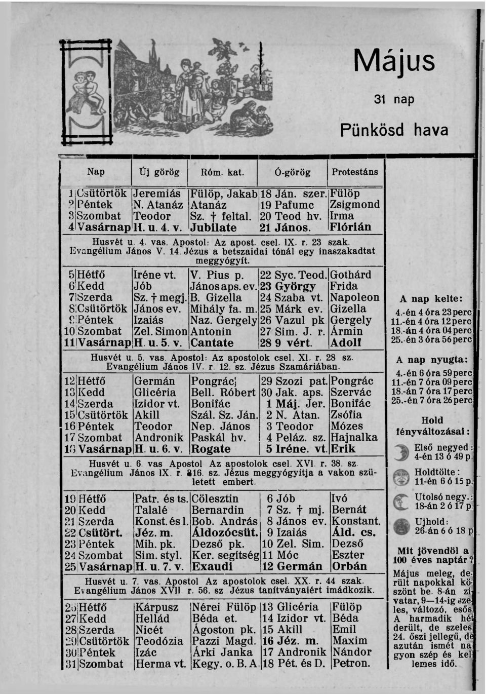 Jézus a betszaidai tónál egy inaszakadtat meggyógyít. 5 Hétfő 6 Kedd 7 Szerda 8 Csütörtök TPéntek lo.szombat 11 Vasárnap Iréné vt. Jób Sz. f megj. János ev. Izaiás Zel. Simon H. u. 5. v. V. Pius p.