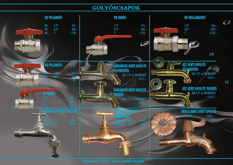 028, 1/2 3/4 1 665, 1.029, 1.762, RÉZ KERTI KIFOLYÓ FÉLFORDÍTÓS 509 1/2 -os POLÍROZOTT 4.
