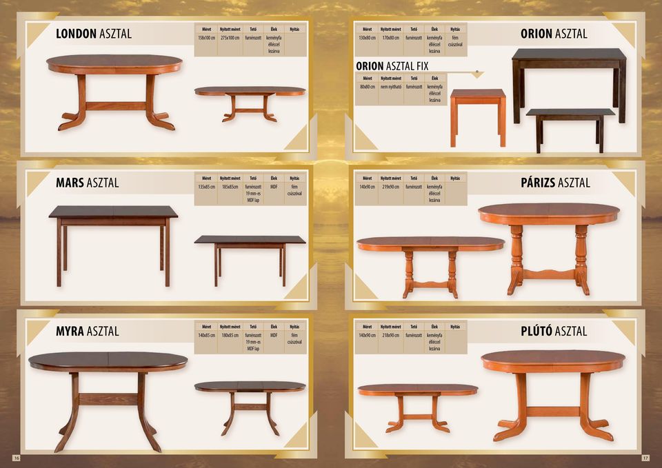 asztal 135x85 cm 185x85cm furnérozott MDF 140x90 cm 219x90 cm furnérozott keményfa párizs asztal