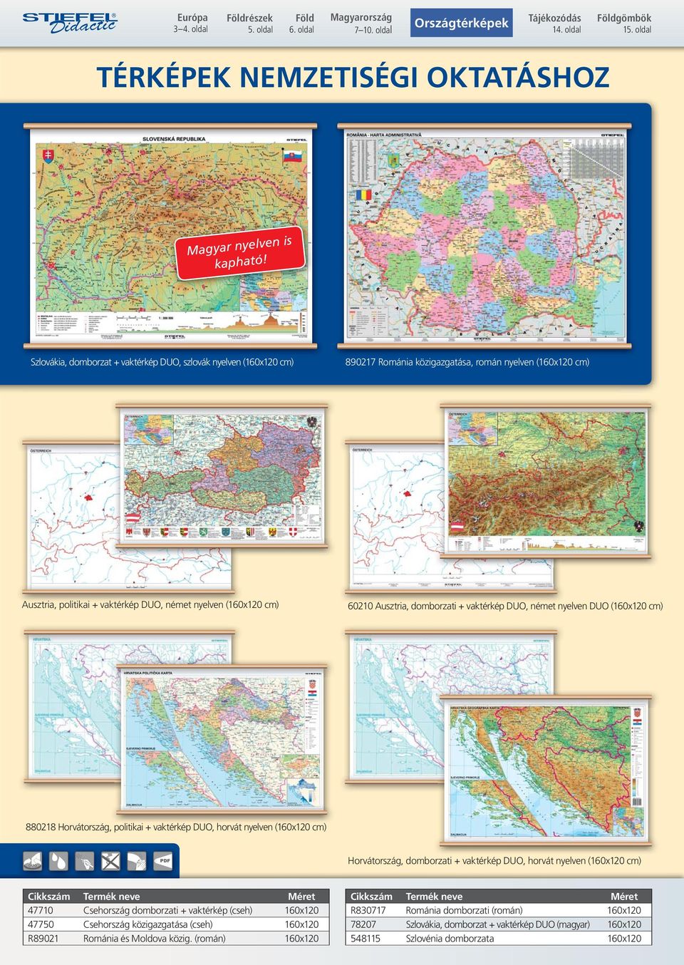 usztria, domborzati + vaktérkép DUO, német nyelven DUO (160x120 cm) 880218 Horvátország, politikai + vaktérkép DUO, horvát nyelven (160x120 cm) Horvátország, domborzati + vaktérkép DUO, horvát