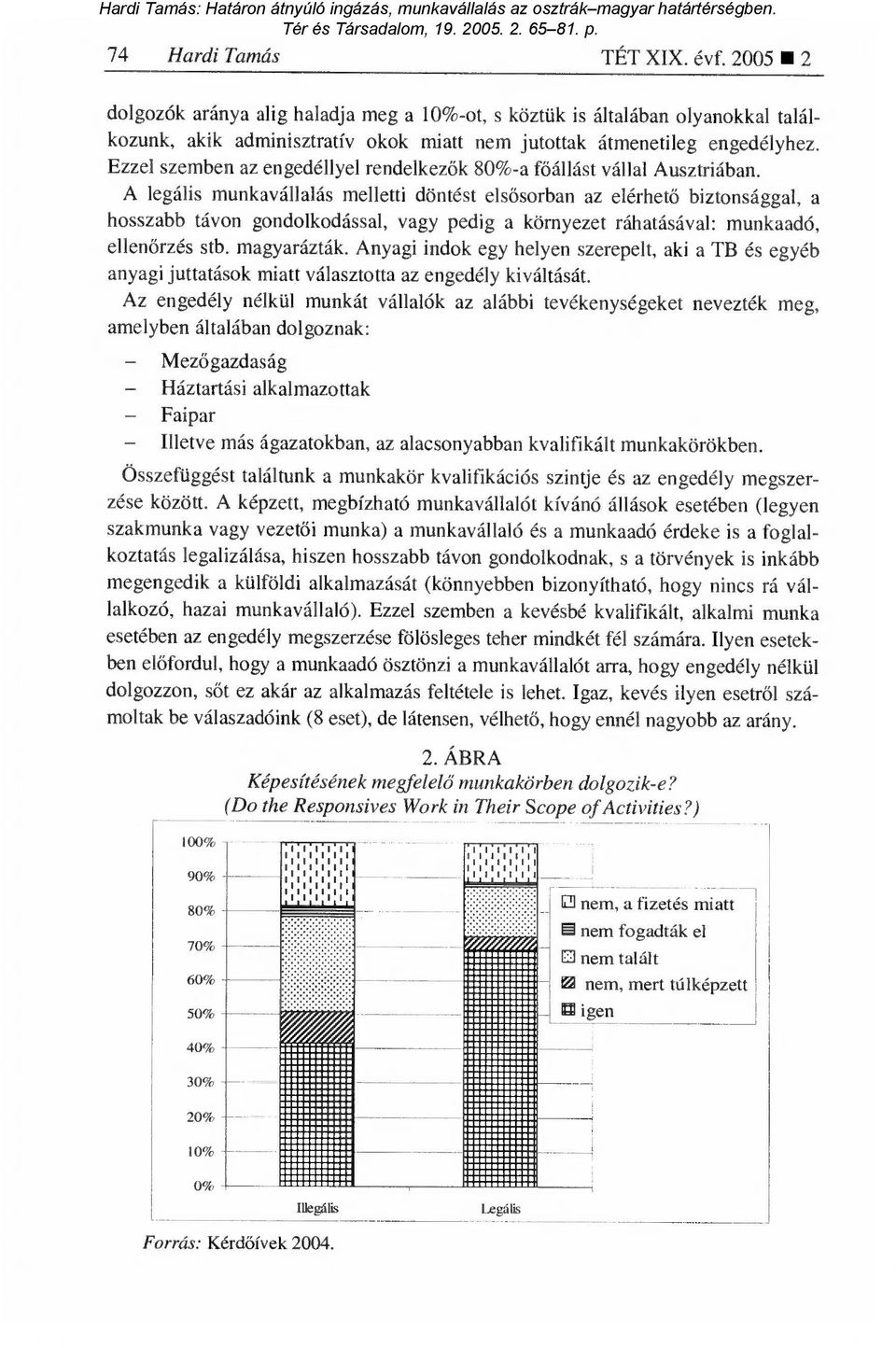 A legális munkavállalás melletti döntést els ősorban az elérhet ő biztonsággal, a hosszabb távon gondolkodással, vagy pedig a környezet ráhatásával: munkaadó, ellen őrzés stb. magyarázták.