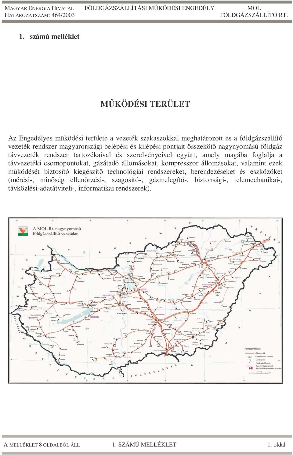 csomópontokat, gázátadó állomásokat, kompresszor állomásokat, valamint ezek működését biztosító kiegészítő technológiai rendszereket, berendezéseket és eszközöket