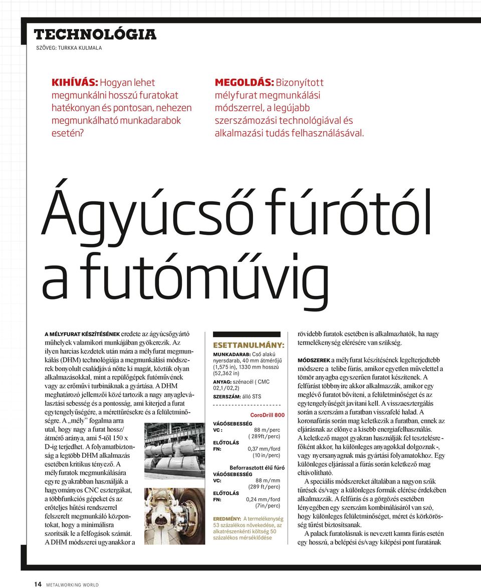 Ágyúcső fúrótól a futóművig A MÉLYFURAT készítésének eredete az ágyúcsőgyártó műhelyek valamikori munkájában gyökerezik.