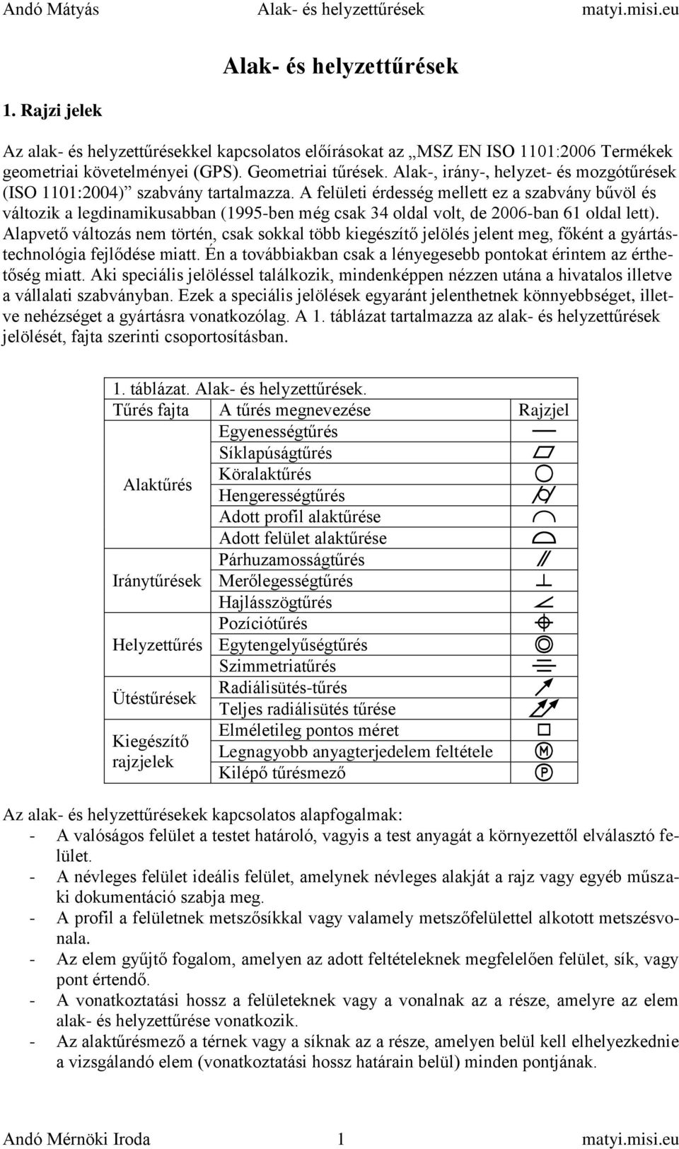 A felületi érdesség mellett ez a szabvány bűvöl és változik a legdinamikusabban (1995-ben még csak 34 oldal volt, de 2006-ban 61 oldal lett).