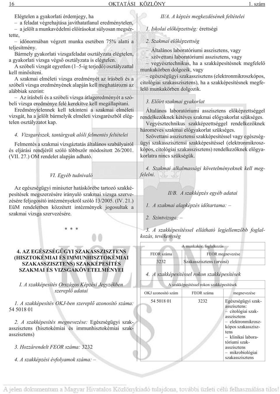 a teljesítmény. Bármely gyakorlati vizsgafeladat osztályzata elégtelen, a gyakorlati vizsga végsõ osztályzata is elégtelen. A szóbeli vizsgát egyetlen (1 5-ig terjedõ) osztályzattal kell minõsíteni.