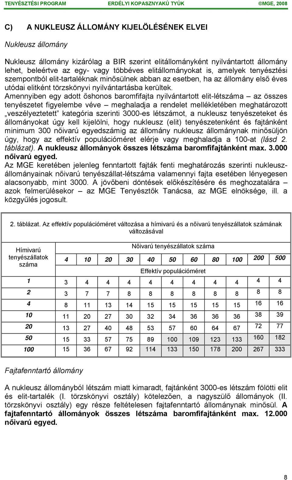 Amennyiben egy adott őshonos baromfifajta nyilvántartott elit-létszáma az összes tenyészetet figyelembe véve meghaladja a rendelet mellékletében meghatározott veszélyeztetett kategória szerinti