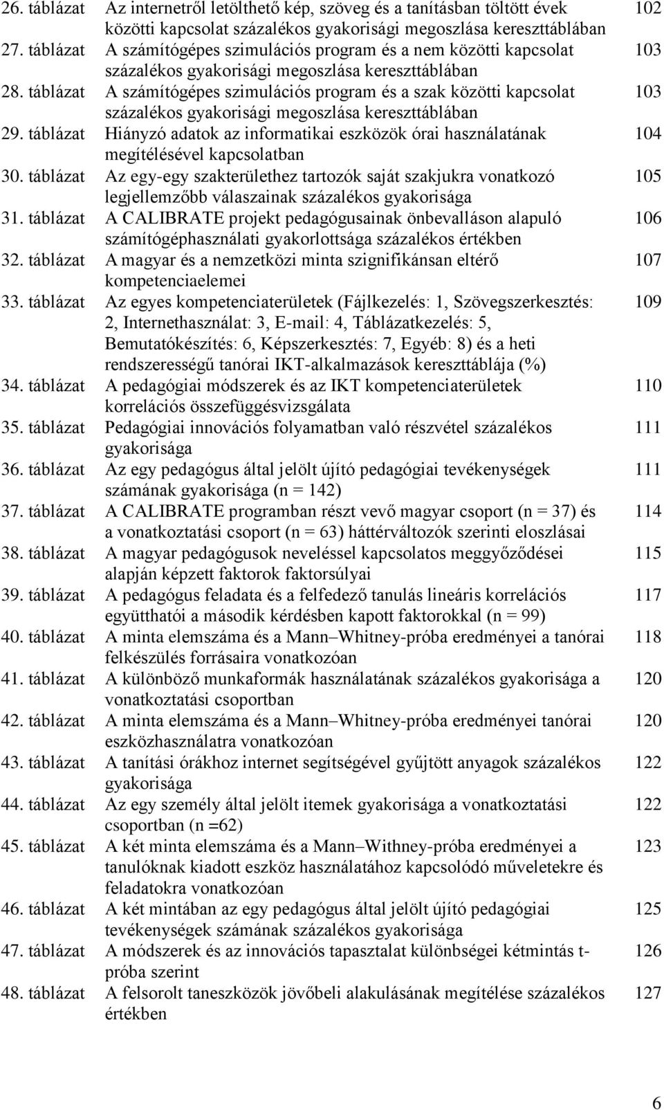 táblázat A számítógépes szimulációs program és a szak közötti kapcsolat százalékos gyakorisági megoszlása kereszttáblában 29.