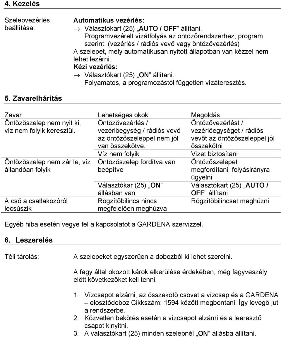 Gardena. V1 Cikkszám: 1254 V3 Cikkszám: Használati utasítás Szelepdoboz -  PDF Free Download