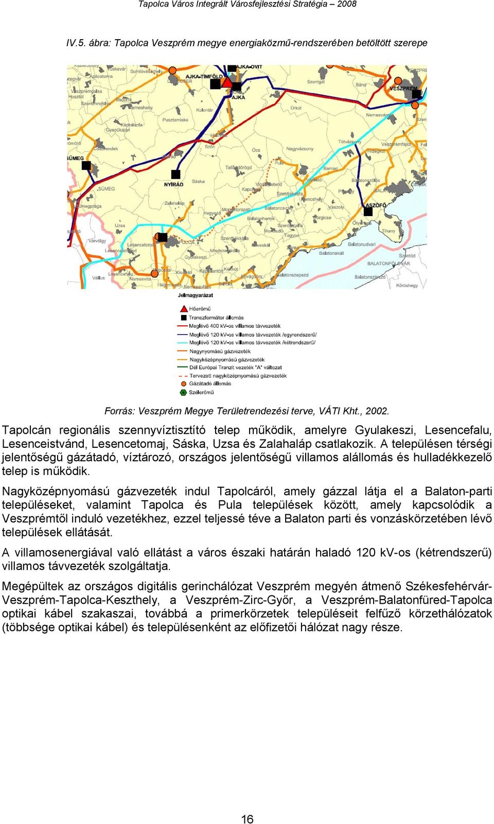 A településen térségi jelentőségű gázátadó, víztározó, országos jelentőségű villamos alállomás és hulladékkezelő telep is működik.