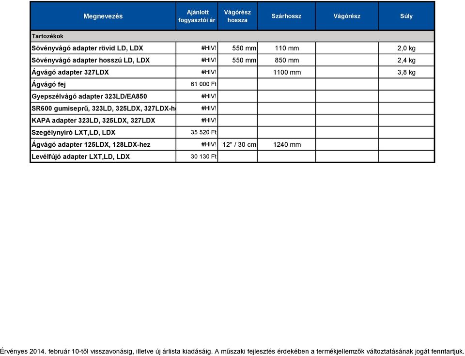 1100 mm 3,8 kg Ágvágó fej 61 000 Ft Gyepszélvágó adapter 323LD/EA850 #HIV! SR600 gumiseprű, 323LD, 325LDX, 327LDX-hez #HIV!