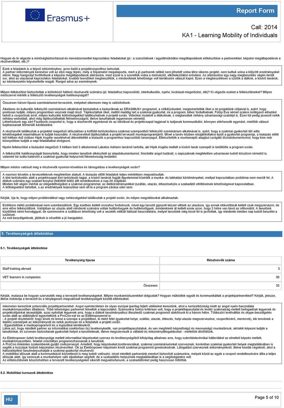 Ezek a feladatok is a képző intézményhez, azon belül a projektcsoporthoz tartoztak.