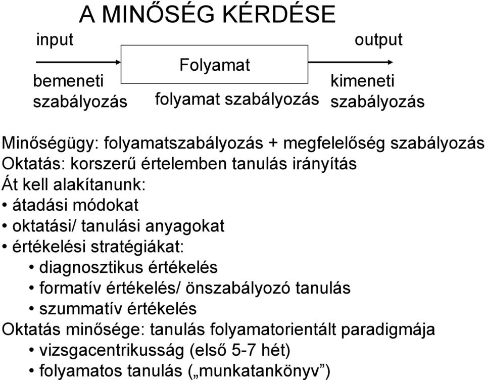 módokat oktatási/ tanulási anyagokat értékelési stratégiákat: diagnosztikus értékelés formatív értékelés/ önszabályozó tanulás