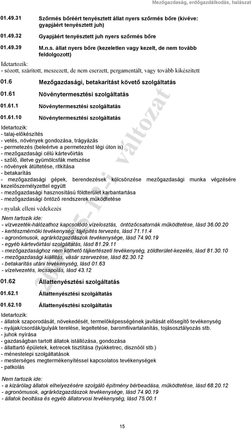 állat nyers bőre (kezeletlen vagy kezelt, de nem tovább feldolgozott) - sózott, szárított, meszezett, de nem cserzett, pergamentált, vagy tovább kikészített Mezőgazdasági, betakarítást követő