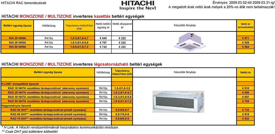 kompatibils típusok RAD 18 NH7A vezetékes távkapcsolóval (alacsony nyomású) RAD 25 NH7A vezetékes távkapcsolóval (alacsony nyomású) RAD 35 NH7A vezetékes távkapcsolóval (alacsony nyomású) RAD 50 NH7A