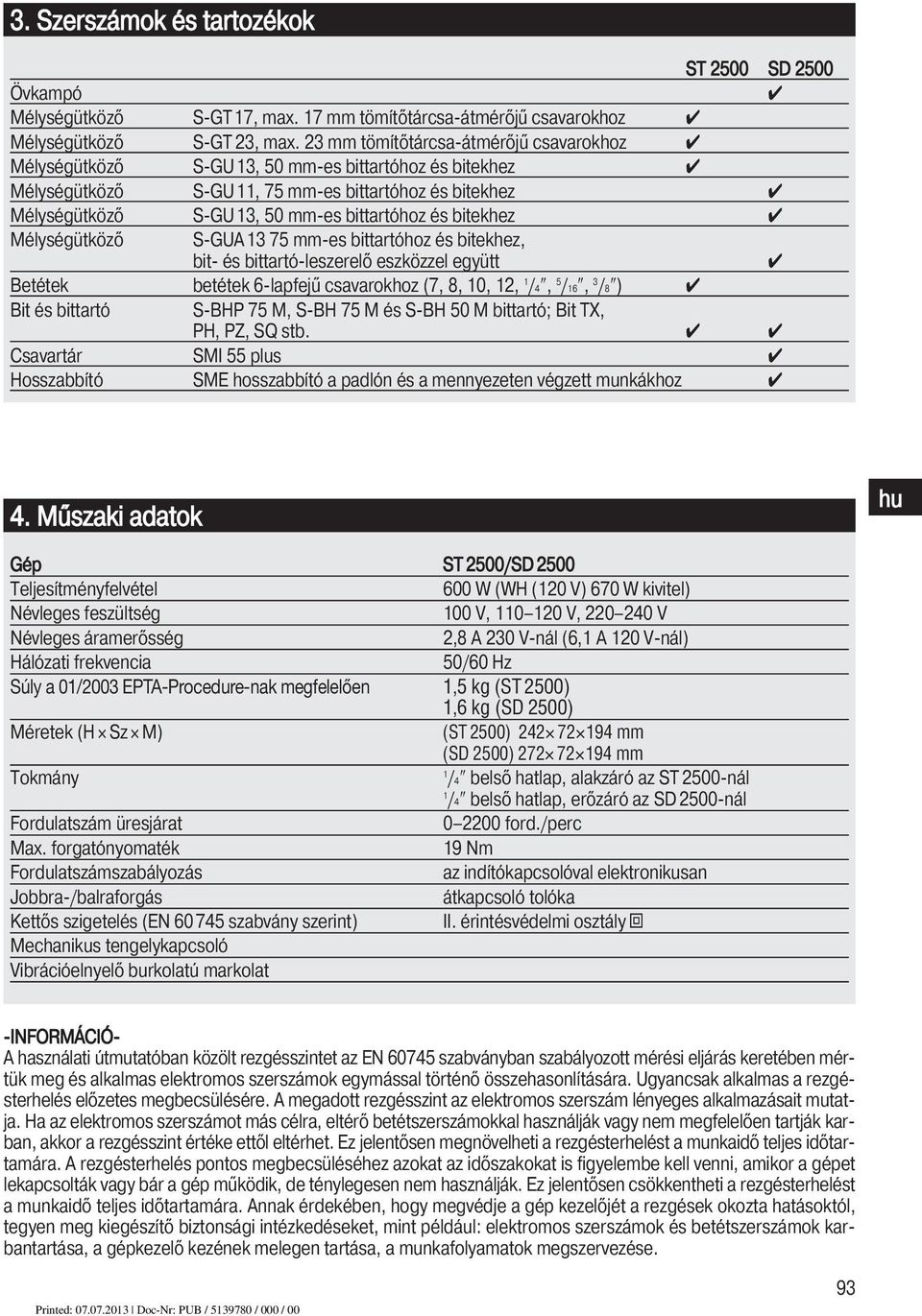 bitekhez Mélységütköző S-GUA13 75 mm-es bittartóhoz és bitekhez, bit- és bittartó-leszerelő eszközzel együtt Betétek betétek 6-lapfejű csavarokhoz (7, 8, 10, 12, 1 /4, 5 /16, 3 /8 ) Bit és bittartó